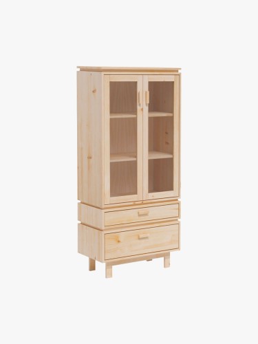 Vitrina expositora de cristal y madera con 2 cajones 78x173 AIKA | LUFE