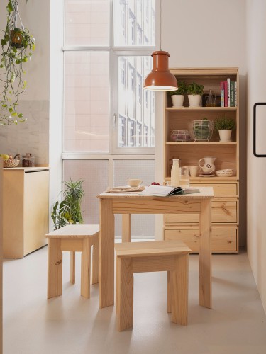 Mesa de comedor de madera 80X80 BATU | LUFE