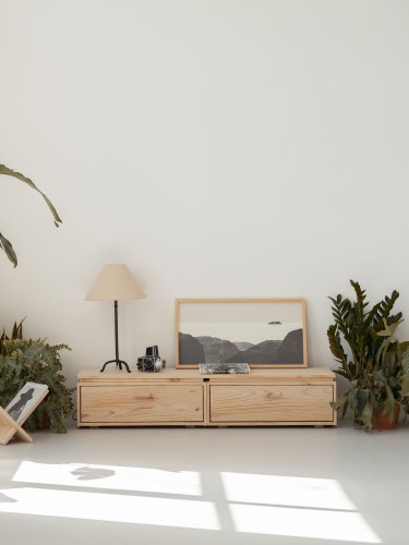 Mobile TV in legno naturale 157x32 LIBE | LUFE