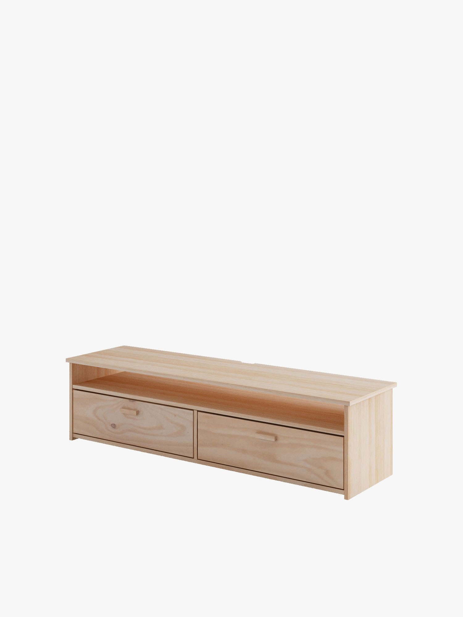 Mueble tv de madera con dos cajones
