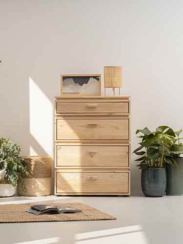 Commode en bois avec 4 tiroirs 78x105 LIBE | LUFE