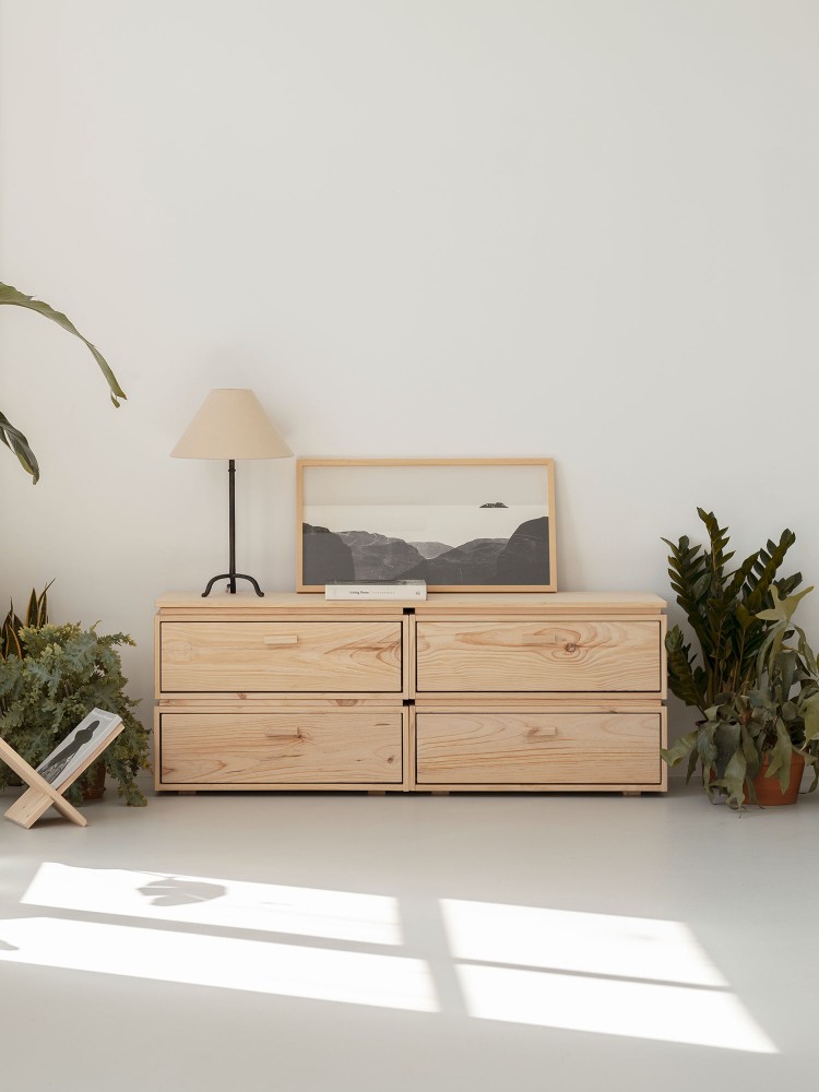 Cassettiera doppia in legno con 4 cassetti 157x59 LIBE | LUFE 2