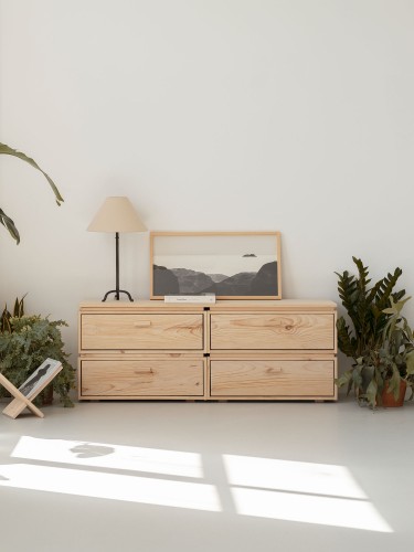 Cómoda doble de madera con 4 cajones 157x59 LIBE | LUFE