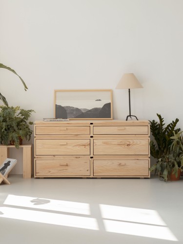 Cassettiera doppia in legno con 6 cassetti 157x77 LIBE | LUFE