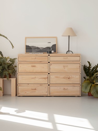 Commode double avec 8 tiroirs avec pieds 157x105 LIBE | LUFE