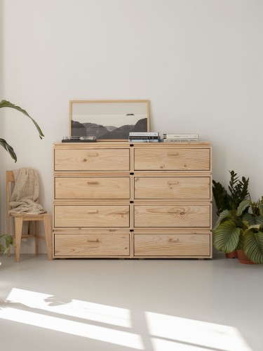 Cómoda doble de madera con 8 cajones 157x115 LIBE | LUFE