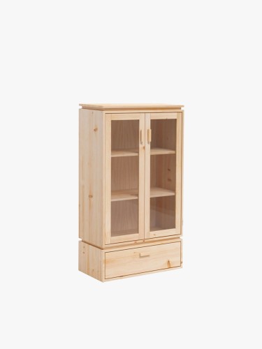 Vetrina espositiva in vetro e legno con cassetto 78x143 LIBE | LUFE