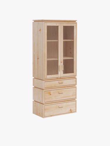 Vetrina espositiva in vetro e legno con 3 cassetti 78x188 LIBE | LUFE