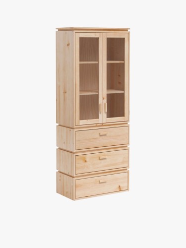 Vitrina expositora de cristal y madera con 3 cajones 78x198 LIBE | LUFE