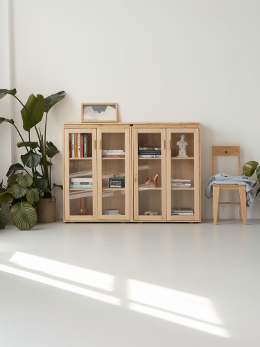 Vitrine double en verre et bois 157x115 LIBE | LUFE