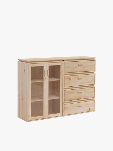 Vitrina dupla em vidro e madeira com cómoda 157x115 LIBE | LUFE