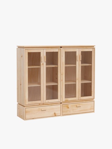 Vitrina dupla em vidro e madeira com 2 gavetas 157x143 LIBE | LUFE