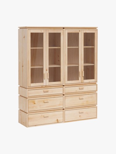 Vetrina espositiva doppia in vetro e legno con 6 cassetti 157x188 LIBE | LUFE