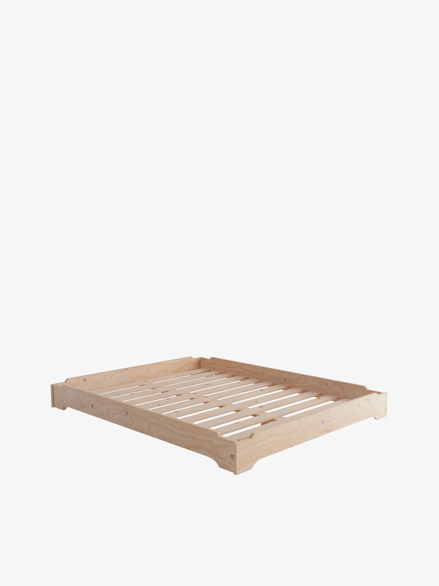 Cama doble TATAMI - madera maciza - natural y blanco - 180 x 200 cm