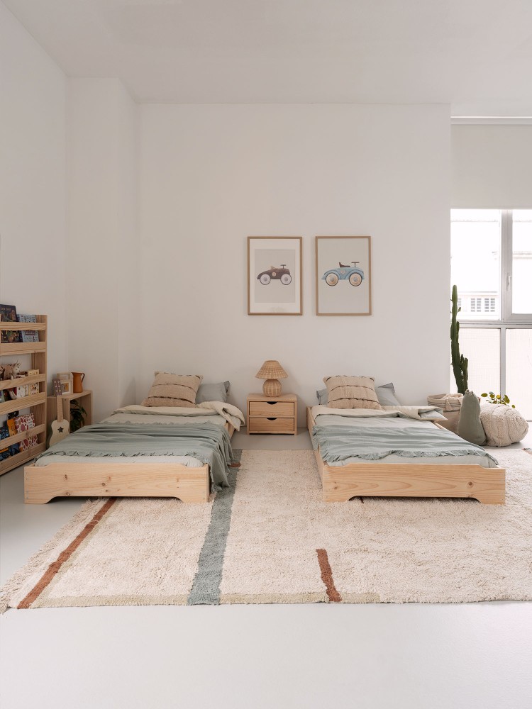 Cama montessori apilable individual de 90 m de madera | LUFE 2