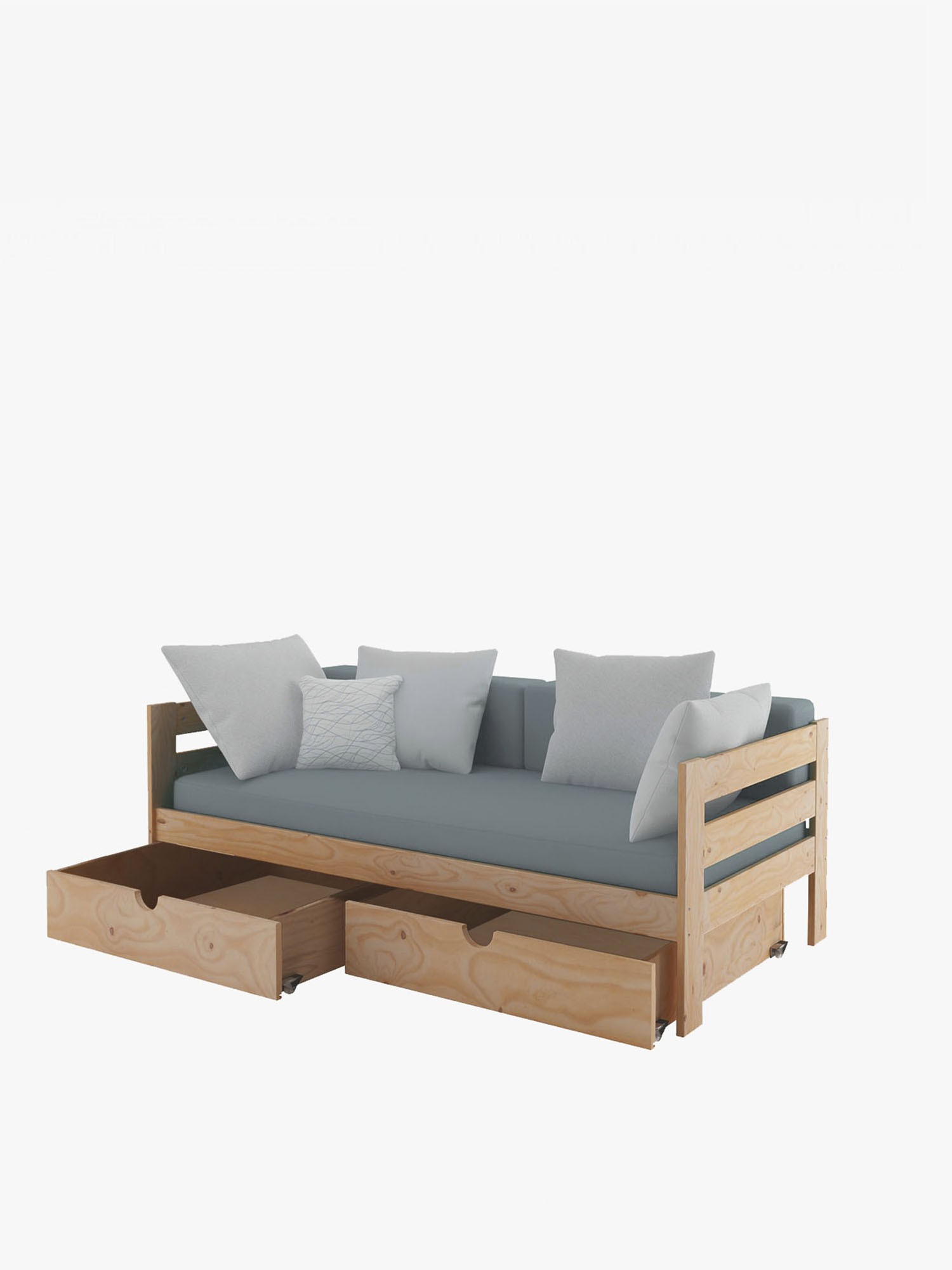Lit Banquette 90 X 200 Cm Avec Lit Gigogne Extensible Et Port USB Integre Beige