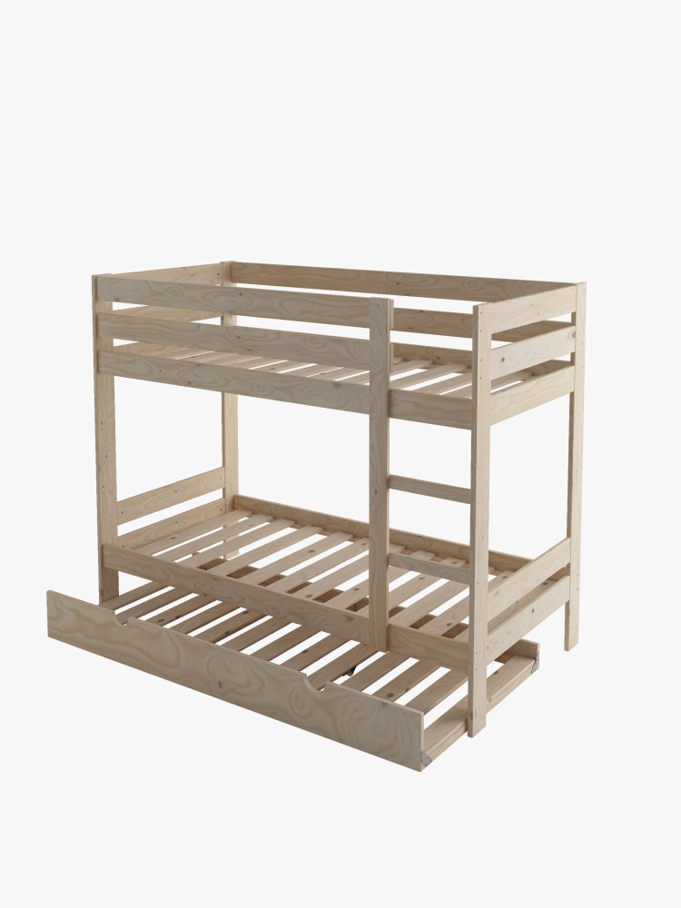 Beliche infantil de madeira de 90 cm com gaveta-cama | LUFE 2