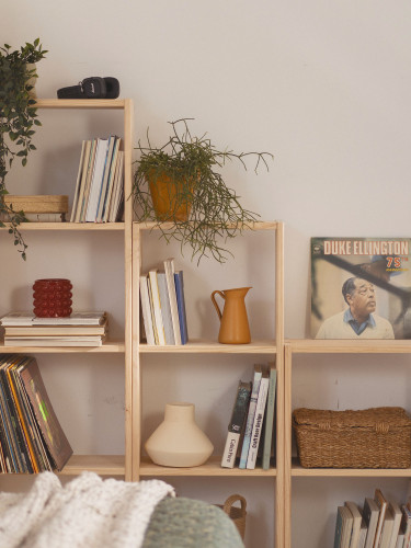 Étagère cube à 4 tablettes en bois | LUFE