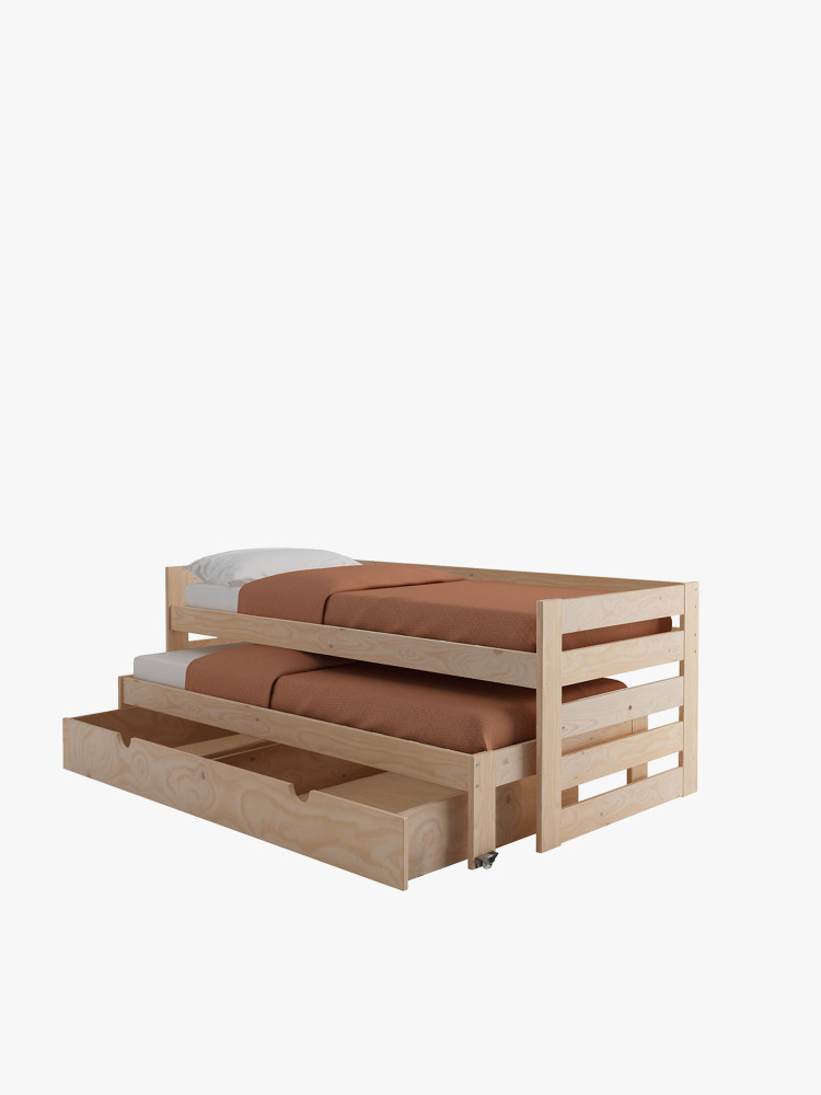 LORE cama dupla compacta com 1 gaveta de arrumação
