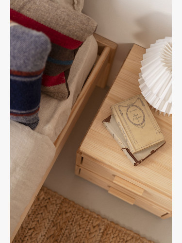 Table de chevet en bois avec 2 tiroirs 39x39 LIBE | LUFE