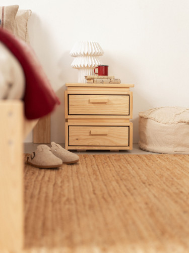 Mesita de noche de madera con 2 cajones 39x39 LIBE | LUFE