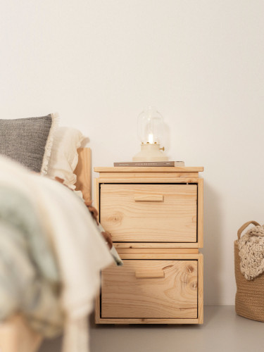 Table de chevet en bois avec 2 tiroirs 39x59 LIBE | LUFE