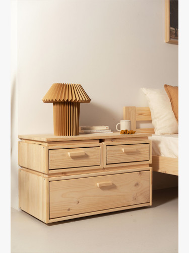 Table de chevet en bois avec 3 tiroirs 78x49 LIBE | LUFE