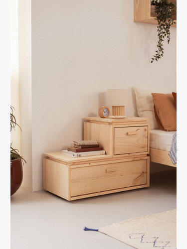 Mesa de cabeceira em escadinha de madeira com 2 alturas LIBE | LUFE