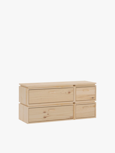 Commode double en bois avec 4 tiroirs 117x59 LIBE | LUFE