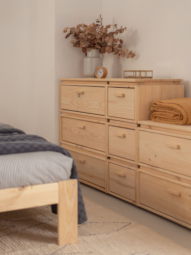 Cómoda dupla de madeira com 6 gavetas 117x87 LIBE | LUFE