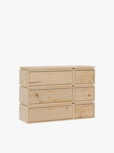 Commode double en bois avec 6 tiroirs 117x87 LIBE | LUFE