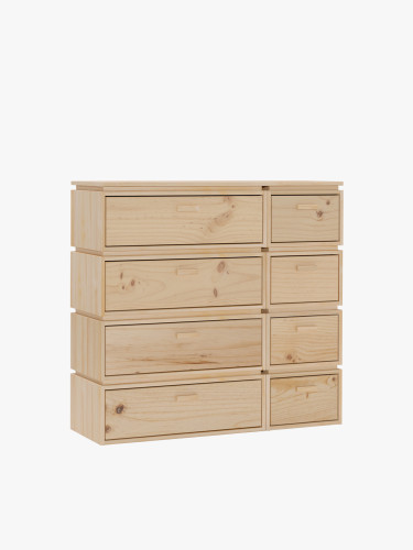 Cassettiera doppia in legno con 8 cassetti 117x115 LIBE | LUFE