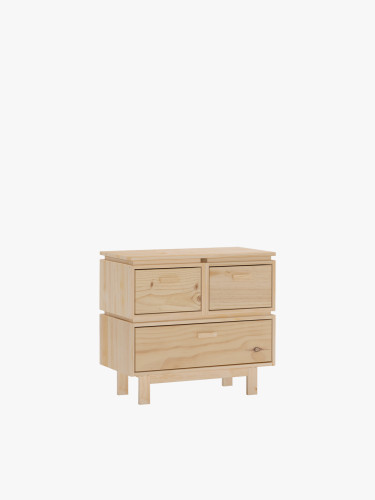 Cómoda de madeira com 3 gavetas 78x72 AIKA | LUFE