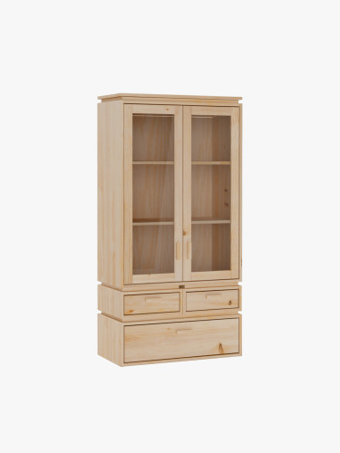 Vetrina espositiva in vetro e legno con 3 cassetti 78x161 LIBE | LUFE