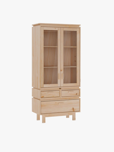 Vitrine en verre et bois avec 3 tiroirs 78x173 AIKA | LUFE