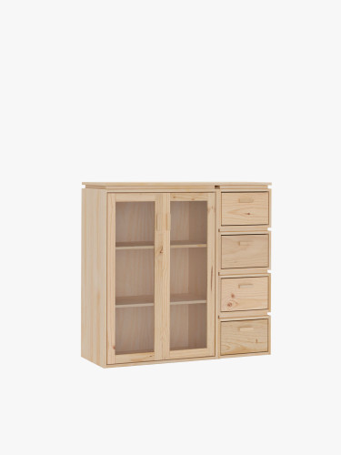 Vetrina in vetro e legno con cassettiera 117x115 LIBE | LUFE