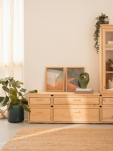 Cómoda doble de madera con 4 cajones 117x49 LIBE | LUFE