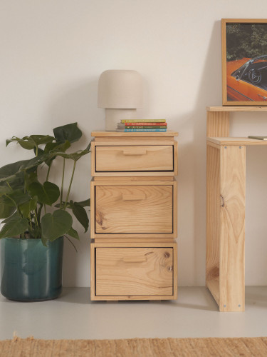Cassettiera a colonna in legno con 3 cassetti 39x77 LIBE | LUFE