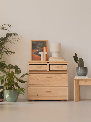 Chiffonnier en bois avec 4 tiroirs 78x77 LIBE | LUFE