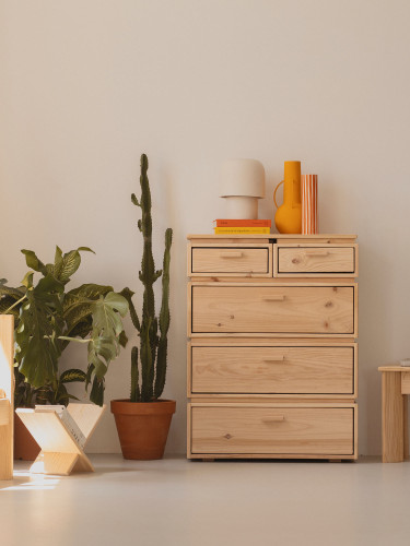 Cassettiera in legno con 5 cassetti 78x105 LIBE | LUFE