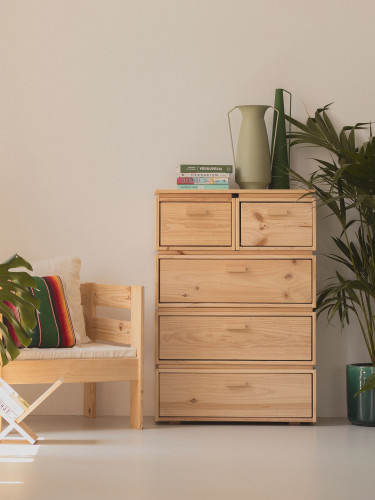 Cassettiera in legno con 5 cassetti 78x115 LIBE | LUFE