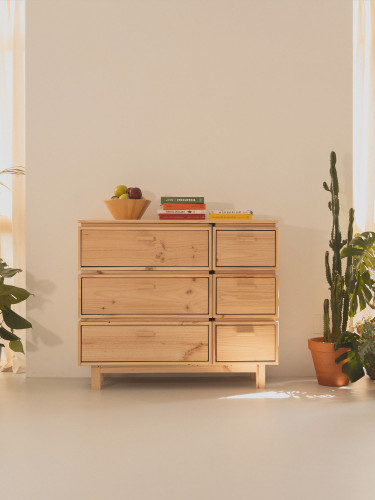 Commode double en bois avec 6 tiroirs 117x100 LIBE | LUFE