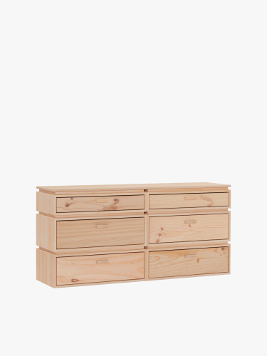 Cómoda doble de madera con 6 cajones 157x77 LIBE | LUFE