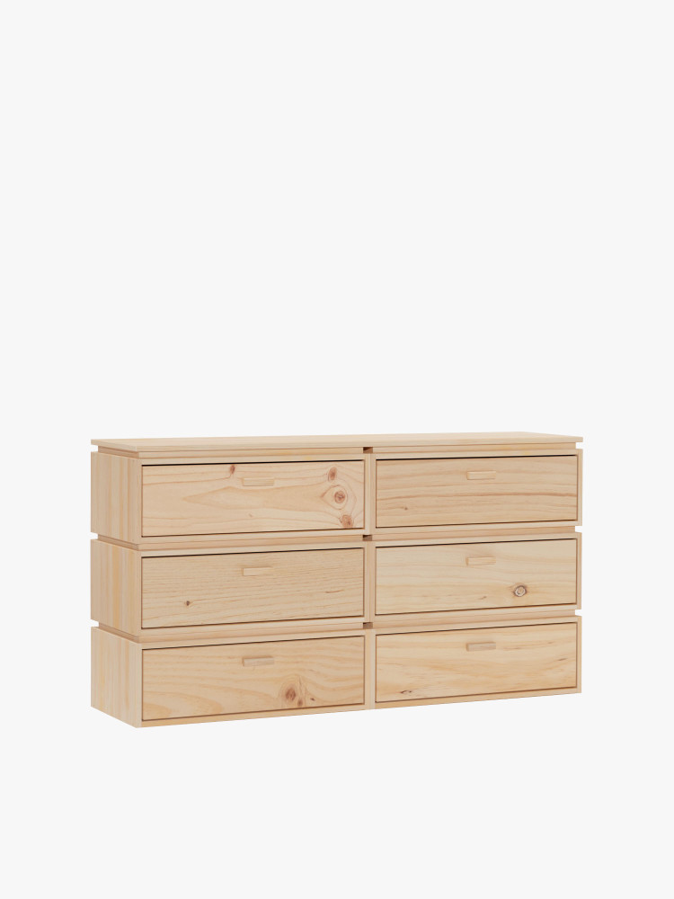 LIBE commode double avec 6 tiroirs 157x87