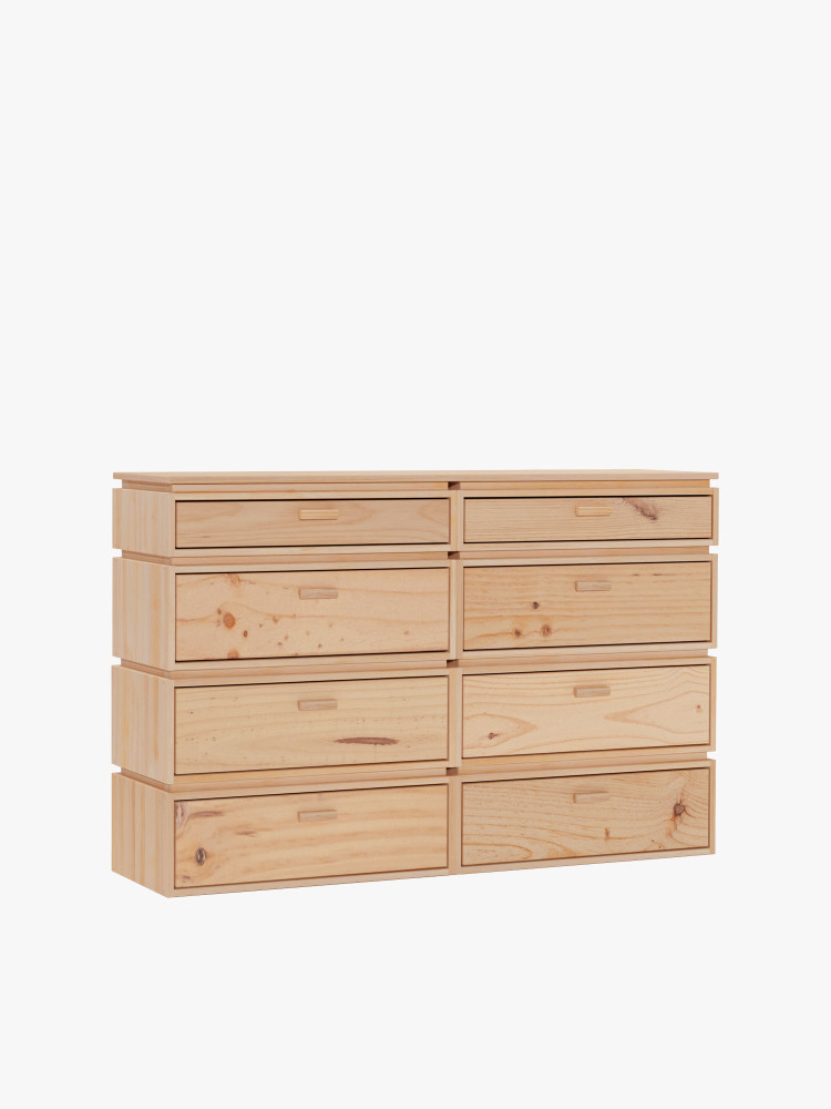 LIBE commode double avec 8 tiroirs 157x105