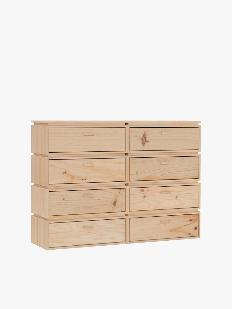 LIBE commode double avec 8 tiroirs 157x115