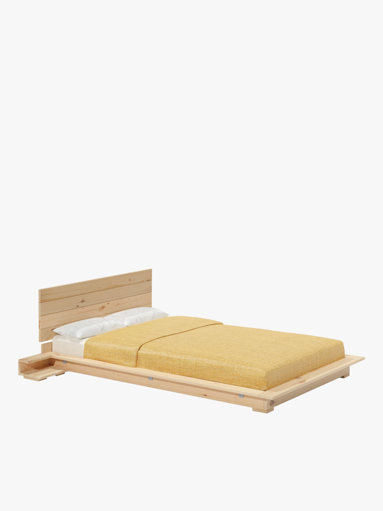 LUR letto tatami con comodini e testiera da parete 140