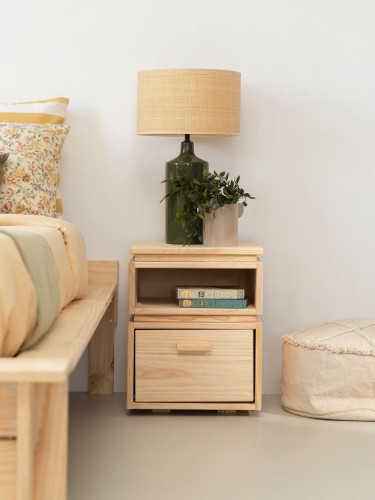 Mesinha com módulo aberto gaveta em madeira natural | LUFE