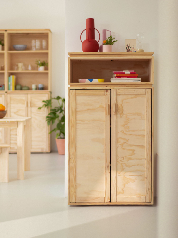 Armario para el recibidor de madera natural con hueco | LUFE 2