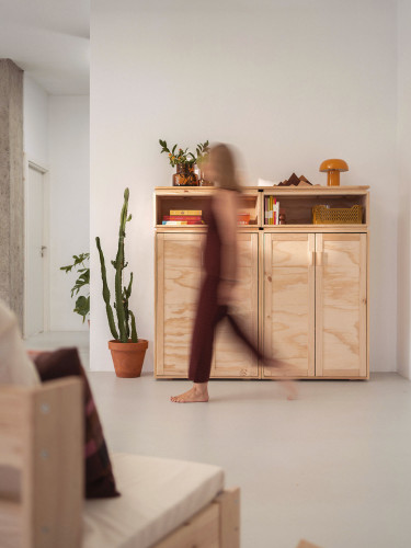 Armoire double d'entrée en bois naturel | LUFE